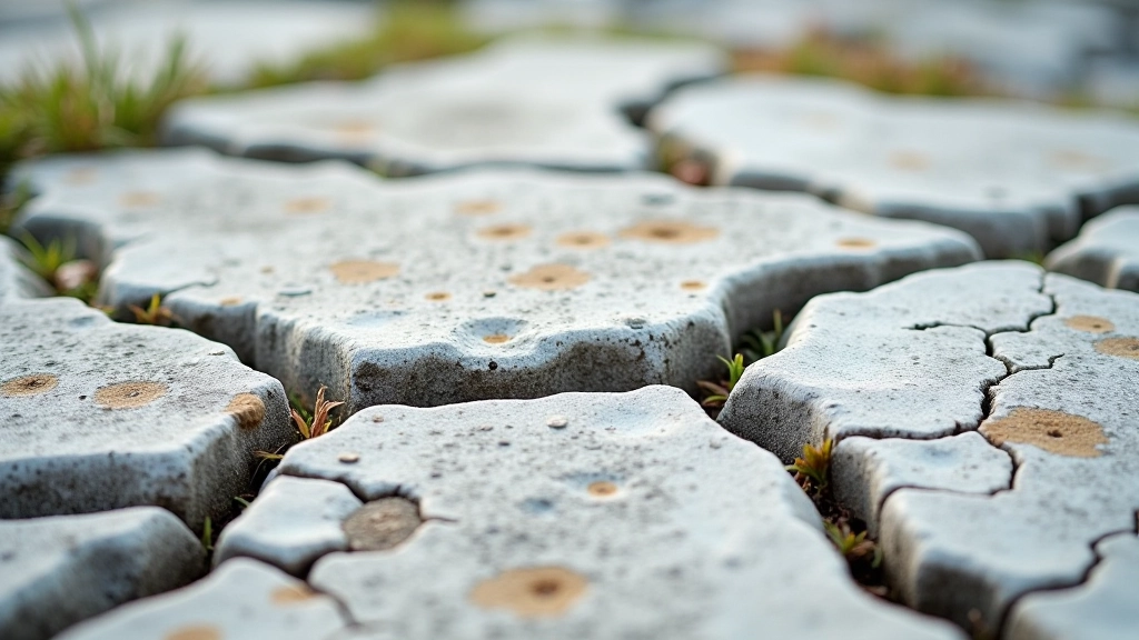 Close-up of limestone pavement surface showing natural cracks and fissures typical of karst landscape in the Burren